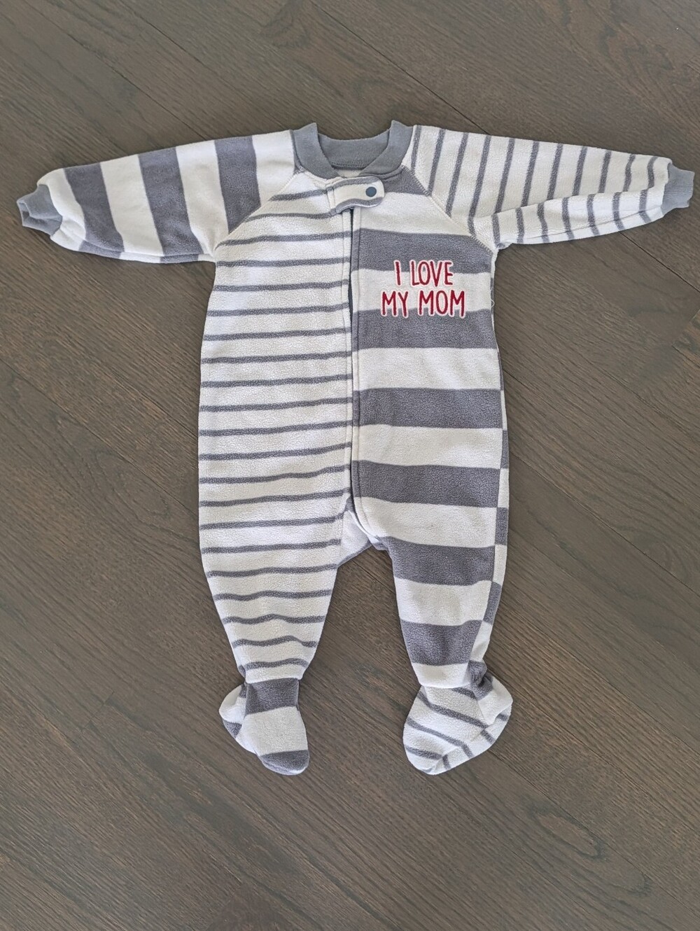 The Children's Place Baby Bodysuit Fleece Footed Zip-up, I Love Mommy 3-6 Months